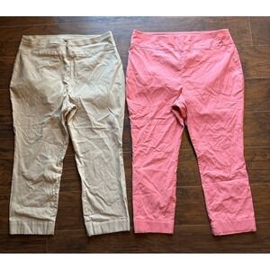 NY & Company Dress Pants Bundle XXL Soft Girl Pink - Khaki Work Career Ankle Leg